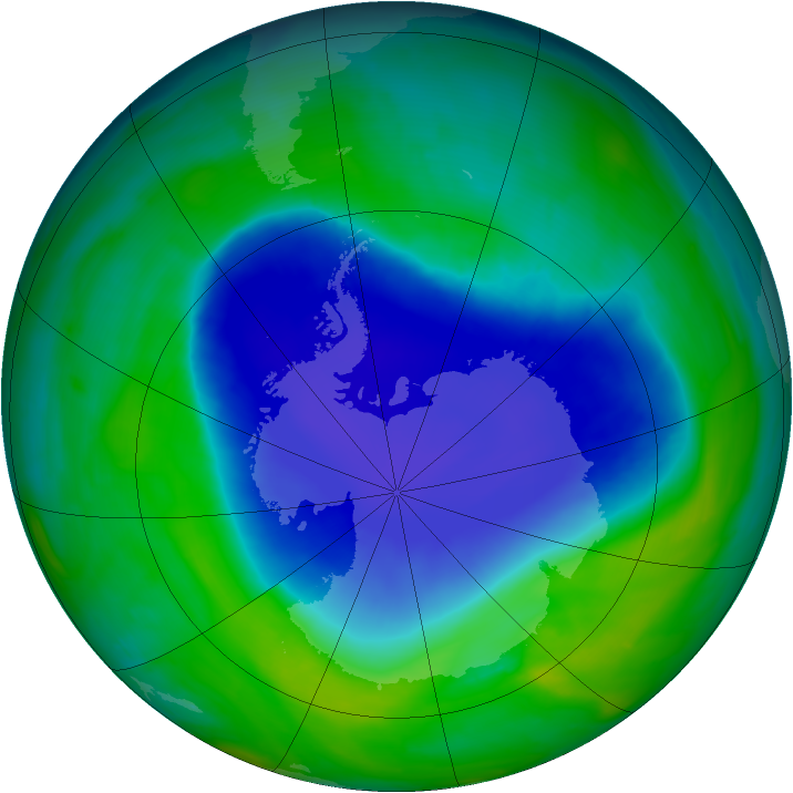 Antarctic ozone map for 23 November 2008
